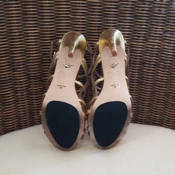DIANEvonFURSTENBERG Gold 4" Stiletto Sandal Sz 7 - Picture 5 of 5